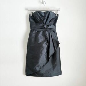 Monique Lhuillier Charcoal Gray Strapless Formal Taffeta Mini Dress sz 0